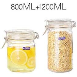 Yl Ly Glass Sealed Bottle Glass Bottle Storage Jar Honey Jar Candy Bottle Dried Fruit Storage Tank 2 Sets 800Ml 1200Ml 2100Ml800Ml+1200Ml (With Scale)