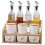VBARV Spice Jars Storage Containers Set,Salt MSG Seasoning Storage Box, Nordic Ceramic Seasoning Jar Set, Seasoning Bottle Rack Set, Household