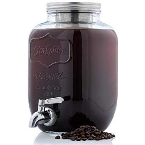 Original Grind Coffee Co. Cold Brew Coffee Maker (1 Gallon) Easy Pour Stainless Steel Spigot Tap, Removable Fine Mesh Filter | Glass Pitcher Brewing System | Refrigerator Safe Storage