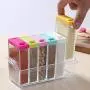 Gewürzsatz, 6-teiliges Set Küchengewürz-Sammelgläser, transparente PP-Gläser für Salz, Pfeffer, Kümmel, Gewürzbehälter (15.8 x 6.1 x 11 cm)