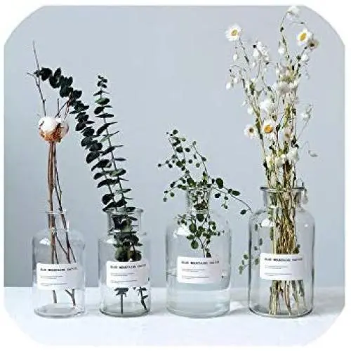 Minimalistische Chic Glas Aufbewahrungsgläser, skandinavischer Vogue Eleganz, transparente Schreibtisch-Aufbewahrungsflasche-Organizer, Blumenvasen-Dekor, 500ml Große Fassung