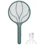Aufladbarer Fliegenfänger Schläger Handheld mit Zeitschalter, LED-Licht, USB-Aufladung, für Moskitos, Fliegen, Indoor/Outdoor (Grün)