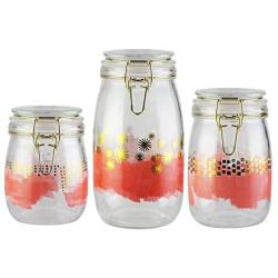 Style Setter Kitchen Glass Canister Set Food Storage Dry Goods with Attached Lid