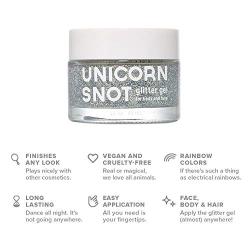 Unicorn Snot Holographic Body Glitter Gel - Vegan & Cruelty Free, Perfect for Festival, Rave, Costume, Silver, 1.6oz