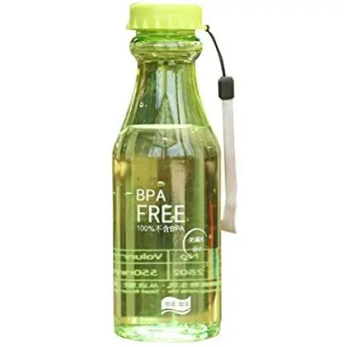 OUNONA 550ml Portable BPA Free Transparent Leakproof Plastic Water Bottle for Yoga Running Outdoor Sports (Green)
