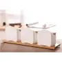Bouteilles d'Épices Mini Cuisine Pot en Céramique 3 Pièces Créatif Blanc Bambou Bois Retour Facile Bouteilles d'Épices Mini Cuisine Pot en Céramique 3 Pièces Créatif Blanc Bambou Bois Retour Facile