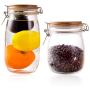 YTF-Glass storage tank, size sealed bottle, buckled bamboo cover sealed cans 2 sets