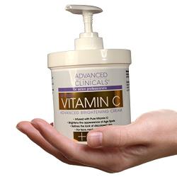 Advanced Clinicals Vitamin C Skin Care set for face and body. Spa Size 16oz Vitamin C cream and Vitamin C face serum for dark spots, age spots, uneven skin tone in as little as 4 weeks!