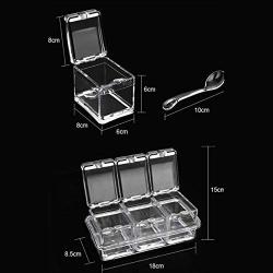 HEMFV Seasoning Rack Spice Pots - 3 Piece Sealed Acrylic Seasoning Box - Storage Container Condiment Jars - Cruet with Cover and Spoon