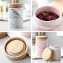 OnePine 400ml Food Storage Jar with Sealed Bamboo Lid, Marble Pattern Ceramic Coffee Canister for Tea Sugar Coffee Bean Nuts Grain