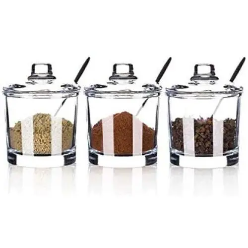 CQIANG Three-Piece Suit Kitchen Seasoning Box Glass Seasoning jar Home Seasoning Box Bottle Salt Shaker Seasoning Bottle Seasoning jar Storage Box White (Color : White) CQIANG Three-Piece Suit Kitchen Seasoning Box Glass Seasoning jar Home Seasoning Box Bottle Salt Shaker Seasoning Bottle Seasoning jar Storage Box White (Color : White)