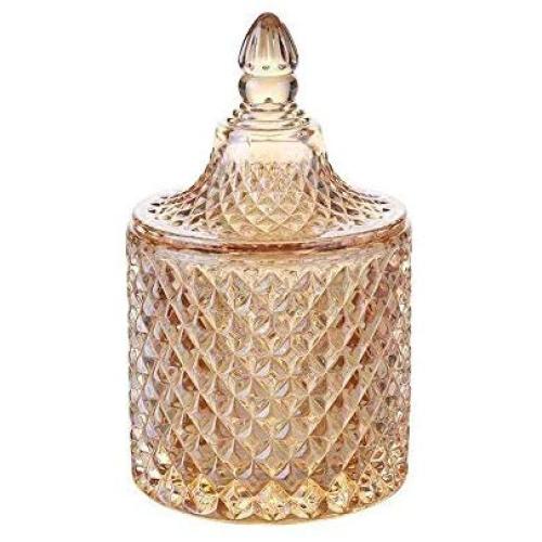 Yl Ly Seal Retro Crystal Candy Jar With Lid Candy Cans Sugar Cans Cotton Pads Storage Glass Biscuit Barrel Cookies Tin A