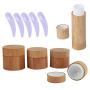 Empty Bamboo Lipstick Tubes,Refillable Lip Balm Lip Gloss Tube,Handmade Face Cream Spoon Cosmetic Container Bottles Face Cream Jar Makeup Tools Kit
