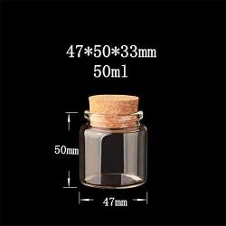 Size 475033mm Capacity 50ml Glass Bottles With Cork Small Transparent Mini Empty Glass Vials Jars 12pcs/lot