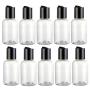 12Pcs 50ml/1.7oz Empty Clear Plastic Bottles with Press Disc Top Cap Portable Travel Bottle Cosmetic Sample Container Jar Pot For Lotion Essential Oil Toner Shampoo Body Wash