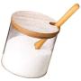 Spice Jars Kitchen Concise Clear Condiment Jars Storage Containers with Wooden Spoon Bamboo Lid for Serving Sugar Coffee,as picture