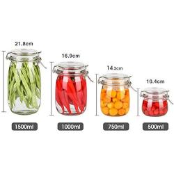 fang zhou 4Pcs Food Storage Containers Canisters Sets with Silicone Sealing Ring and Stainless Steel Buckle, Lead-Free Glass Vacuum Seal Jars Can Store Milk Powder