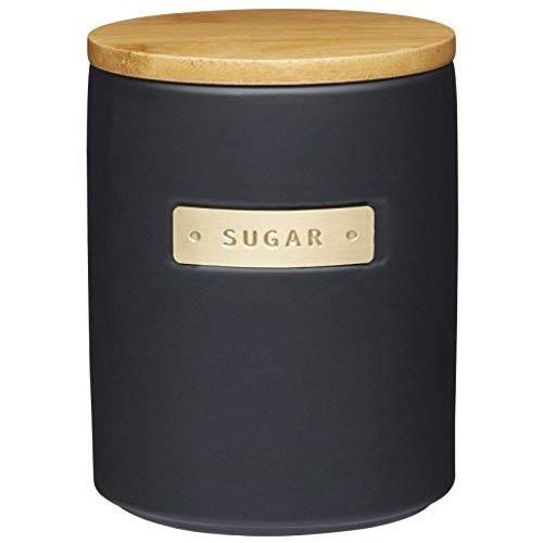 masterclass KitchenCraft Airtight Stoneware and Brass-Effect Sugar Canister, 1 Litre