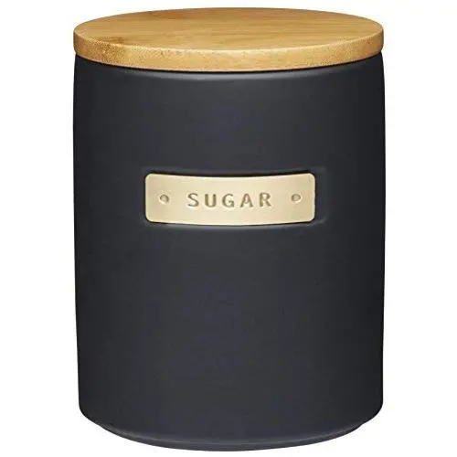 masterclass KitchenCraft Airtight Stoneware and Brass-Effect Sugar Canister, 1 Litre masterclass KitchenCraft Airtight Stoneware and Brass-Effect Sugar Canister, 1 Litre