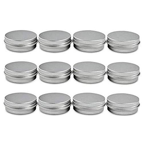 12PCS 60ml Silver Aluminum Metal Empty Refillable Cream Balm Nail Art Cosmetic Make Up Sample Aluminum Tins Bottle Pot Lip Jars Container Case With Screw Lid For DIY Make Up Hold Samples