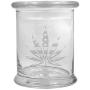 12 oz Clear Glass Herb Stash Jar and Lid with American Flag Leaf Logo