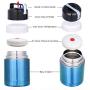 Food Thermos,Flantor Food Jar 33oz Vacuum Insulated Stainless Lunch Thermos with Luch Bag,BPA Free Lunch Box with Handle Lid,Leak Proof Double Wall Vacuum Insulated Soup Container (Blue))