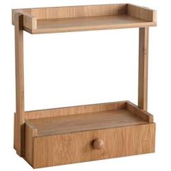 Wood Multifunction Bottle Jars Rack Holder 3 Tier Countertop Storage Organizer Shelf with drawer for Kitchen, Toilet, Dressing table