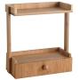 Wood Multifunction Bottle Jars Rack Holder 3 Tier Countertop Storage Organizer Shelf with drawer for Kitchen, Toilet, Dressing table