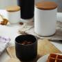 TOPBATHY Ceramic food jar sealed food storage canister kitchen box with wooden lid for coffee bean sugar spice - medium size (white)
