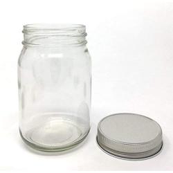 Pint (16 oz) Old Fashioned Glass Jars with Silver Lids 12 pack by Packaging For You