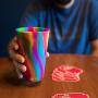 Silipint Silicone Pint Glass Set, Patented, BPA-Free, Shatter-proof, Unbreakable Silicone Cup Drinkware (4-Pack, Tie-Dye Variety)