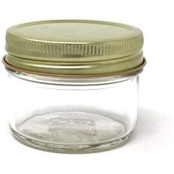 4 oz Mason Jar Clear Round Regular Mouth in Case of 12 (12 Pack) by Packaging For You (Gold)