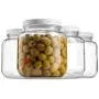 Half Gallon Glass Mason Jar (64 Oz - 2 Quart) - 4 Pack - Wide Mouth, Metal Airtight Lid, USDA Approved BPA-Free Dishwasher Safe Canning Jar for Fermenting, Sun Tea, Kombucha, Dry Food Storage, Clear