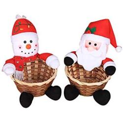 Kaplorei 2PCS Christmas Snowman Santa Claus Candy Storage Basket Decoration Santa Claus Storage Basket Gift Holder Xmas Storage Basket Fruits Container Basket Box Jar