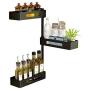 3 Tier Adjustable Kitchen Condiment Rack, Colture Rotatable 180 Degree Around Wall Mounted Kitchen Organizer Shelf for Spice Jars, Bathroom Shower Storage Shelf, (Black, Silver) (Color : Black)