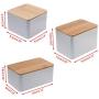 Milue Tinplate Storage Box Case Organizer With Bamboo Lid For Money Coin Candy Key (Large)