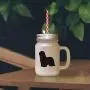 Grüne Bearded Collie Silhouette in Frostglas-Mason-Jar mit Strohhalme.