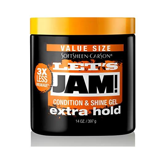Haargel von SoftSheen-Carson Dark and Lovely Lets Jam, Glanz- und Konditionelle Gel, Extra Halt, Für alle Haartypen, Styling Gel, auch gut für Zöpfe, Wickeln & glatte Edge’s, Wertpackung 14oz