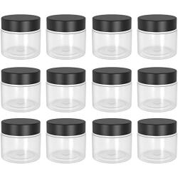 1oz Cosmetic Jars with Lids - Lip Scrub/Gloss Containers, Empty 1 oz Jars 30G/30ml- Travel Cosmetic Containers with Lids- Clear 1 Ounce Makeup Sample Containers for Cream, Lotion,Liquid -BPA Free (12)