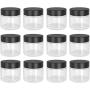 1oz Cosmetic Jars with Lids - Lip Scrub/Gloss Containers, Empty 1 oz Jars 30G/30ml- Travel Cosmetic Containers with Lids- Clear 1 Ounce Makeup Sample Containers for Cream, Lotion,Liquid -BPA Free (12)