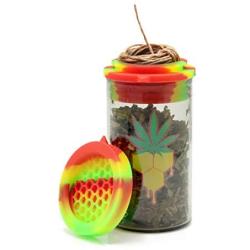 Stash Jar by GnarJars - Smell Proof Container, Airtight Jar, Heady Glass - two part lid doubles as extra storage with 10ft premium hemp wick.