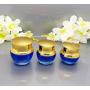 1PCS 30ML1oz Blue Empty Upscale Glass Bottle Jar Container With Gold Lid Inner Pad Cosmetic Makeup Eye Shadow Jar Emulsion Face Cream Travel bottle Container