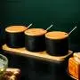 Spice Gl?ser Schwarz Küche Liefert Salz Gewürz Box Europ?ischen Stil Keramik Gewürz Glas Küche Werkzeug Set Mit L?ffel Mit Deckel Condiment bottles (Farbe : B)