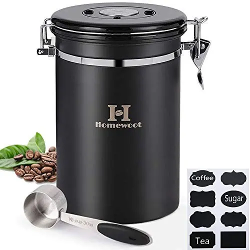 Conteneur en Acier Inox pour Café, Thé, Farine, Sucre – 1.9 Litres (64 fl oz) avec Cuillère Conteneur en Acier Inox pour Café, Thé, Farine, Sucre – 1.9 Litres (64 fl oz) avec Cuillère
