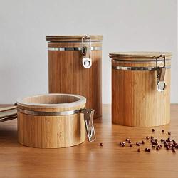 Bamboo Sealed Jars, Kitchen Household Grain Storage Tanks, Storage Spices/Coffee Beans/Tea