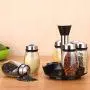 Ensemble de 6 Pots à Condiments en Verre Jeerbly, Petites Boîtes de Rangement pour Épices avec Couvercles Hermétiques et Râtelier Tournant Accessoires de Cuisine pour Camping Extérieur Barbecue