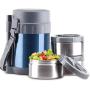 Lunch Box Food Storage Leak Proof Design Jar School Picnic Office Outdoors Stainless Steel Cans Waterproof 304 (Color : Blue)