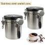 Kitchen Stainless Steel Hermetic Coffee Jar,Measuring Spoon Included,Vacuum Stainless Steel Coffee Container with Date Tracker,Exhaust Switch