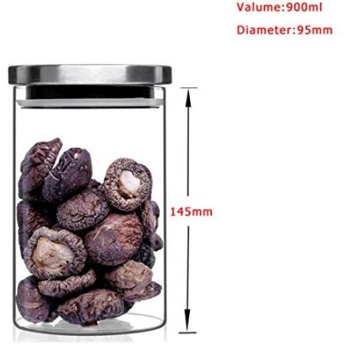 Glass Jars With Stainless Steel Cover Glass Spice Jars Storage Tank Food Contain Coffee Bean Jars And Lips Sealed Jar 95x145mm