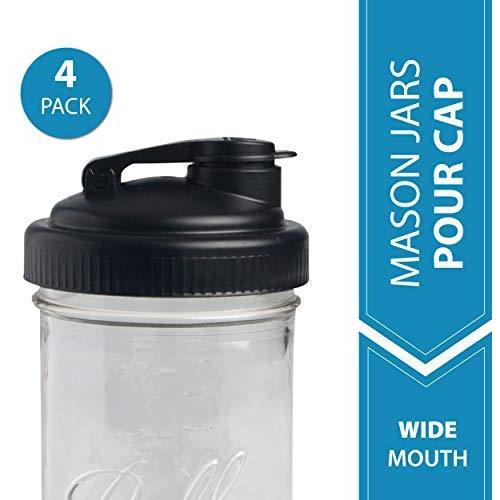 reCAP P-W-BLCK4 Jars, Wide Mouth, Black